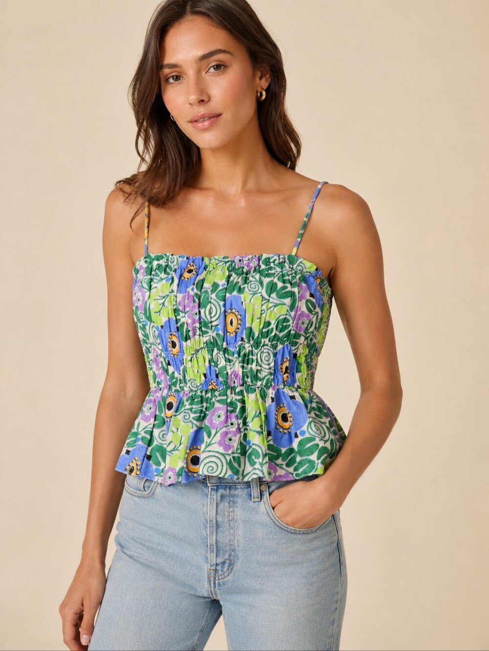 NWT Rhode Women's Julieta Top in Wisteria Aura Blossom L New